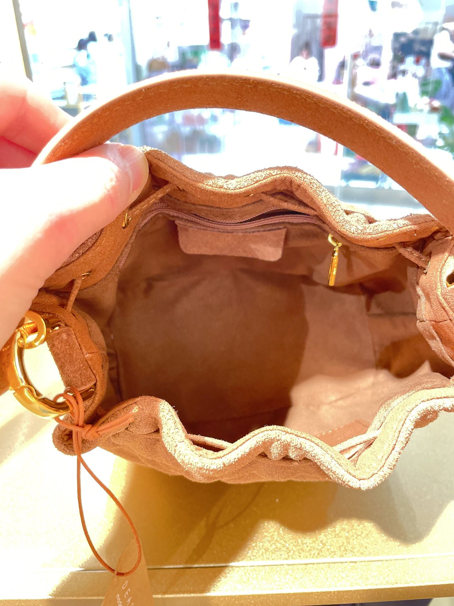 Suede Draw String Bag