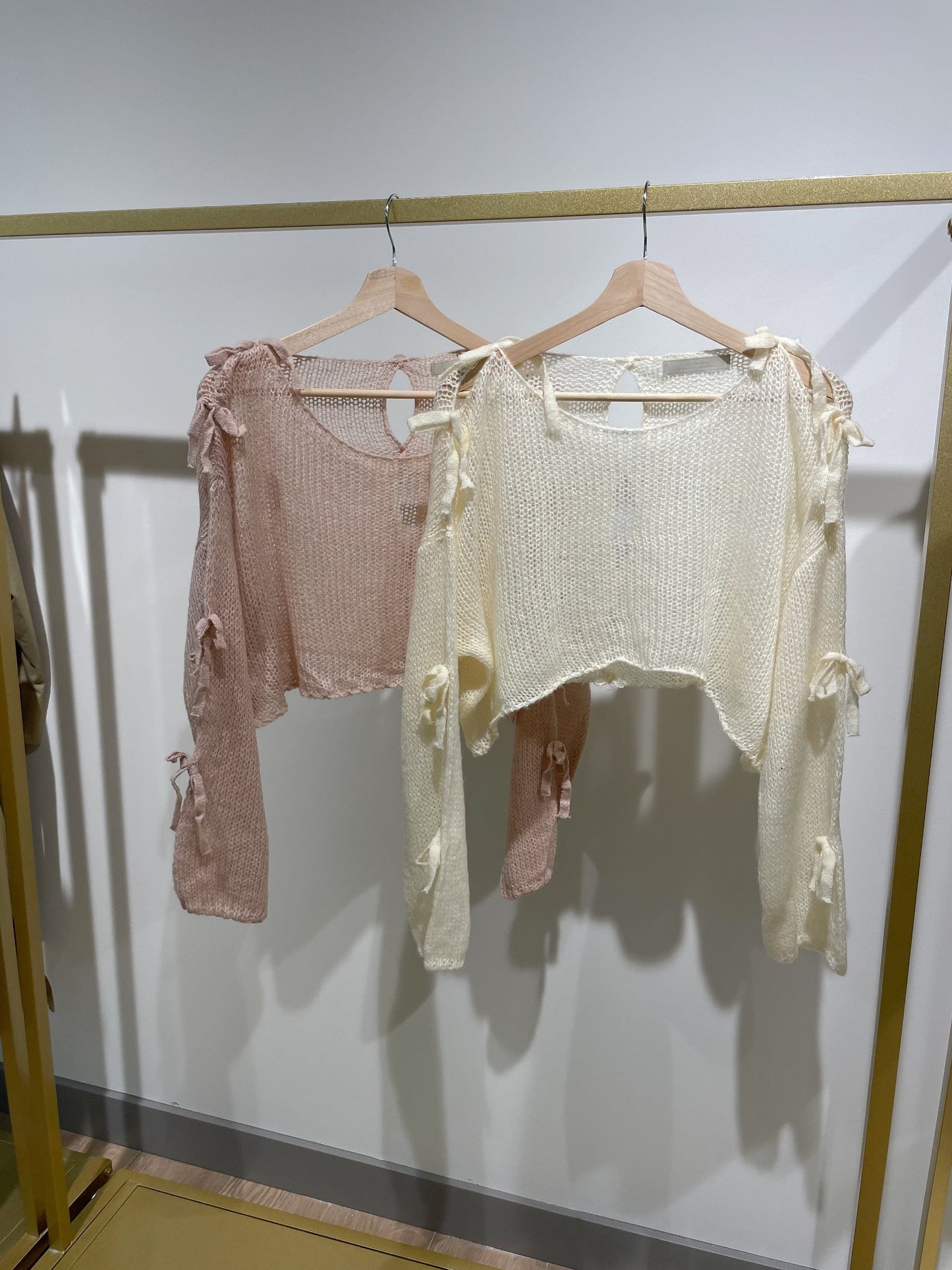 Cold Shoulder Crochet Knit with Ribbons