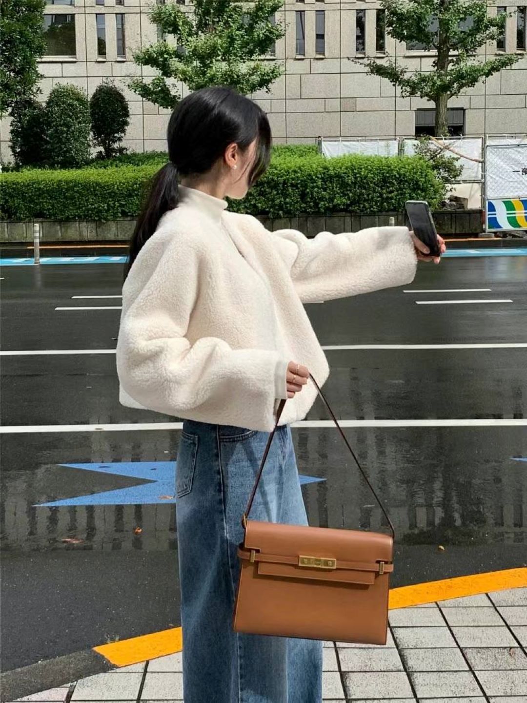 Shearling Open Jacket