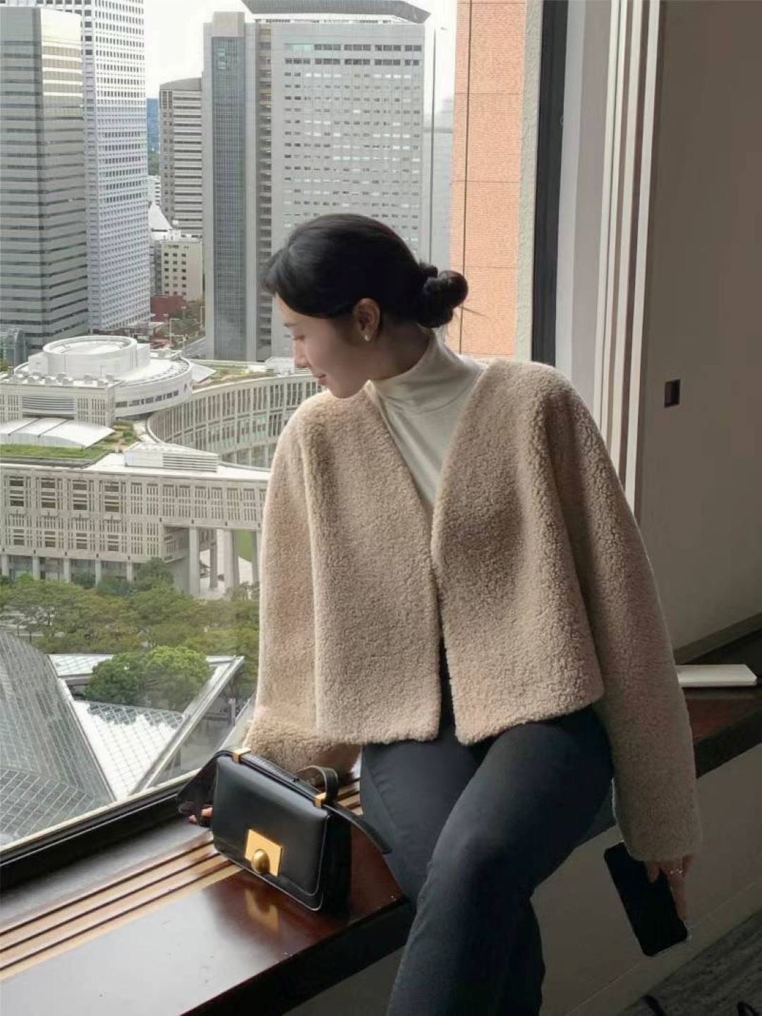 Shearling Open Jacket