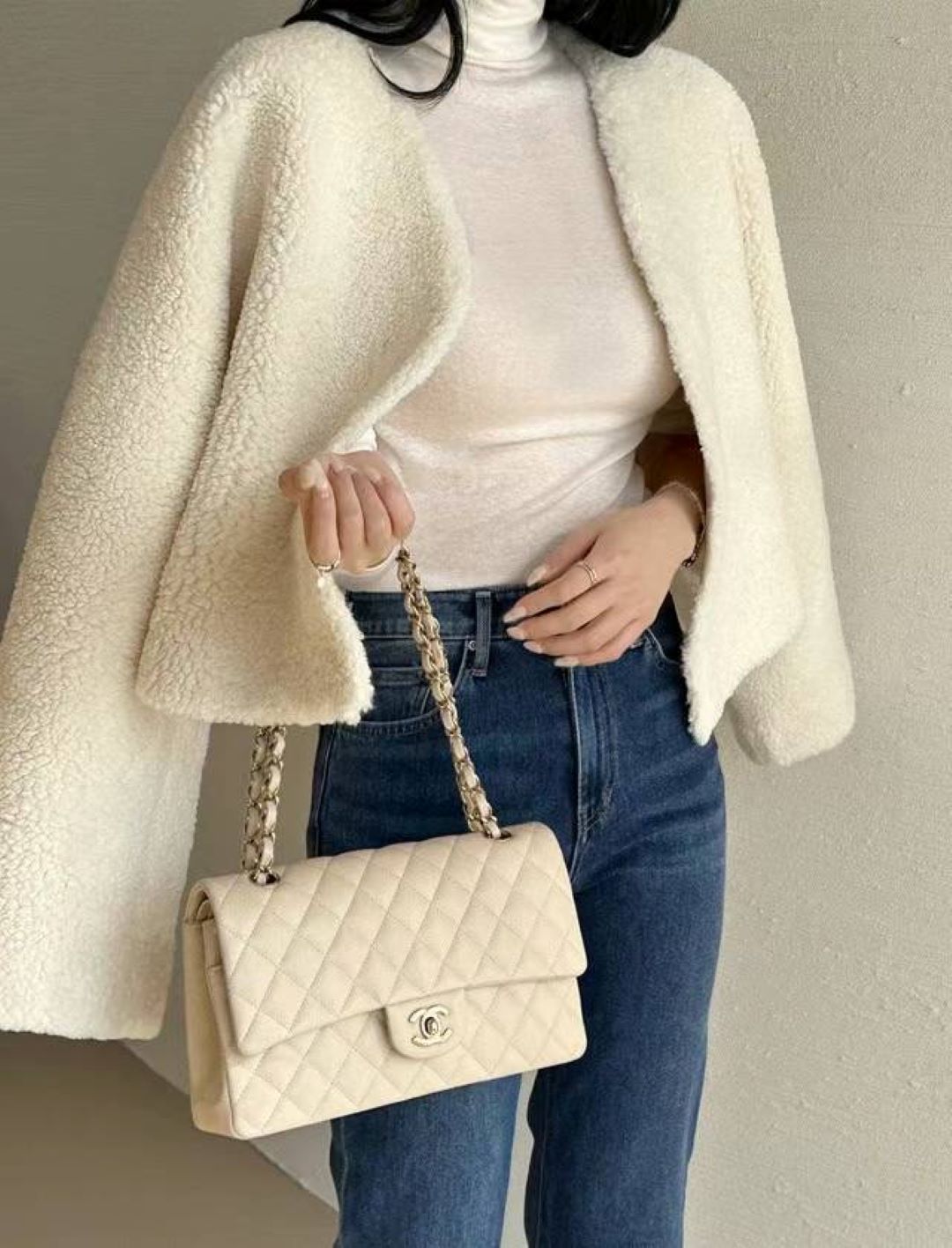 Shearling Open Jacket