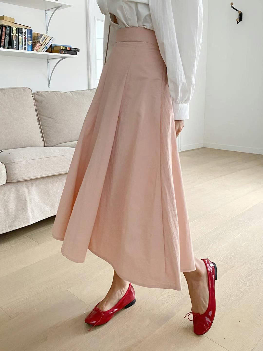 Pleated A Line Midi Skirt