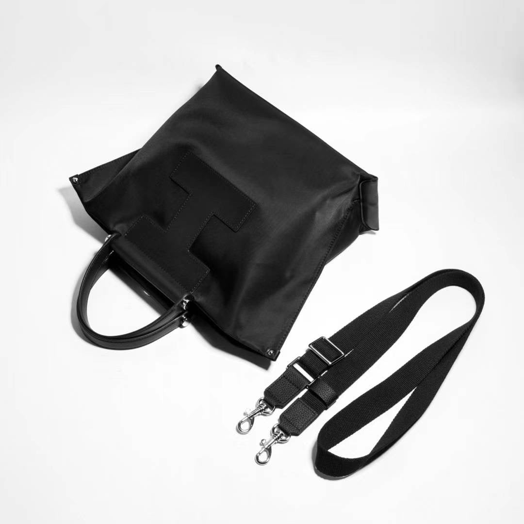 Leather Stitched Nylon Backpack