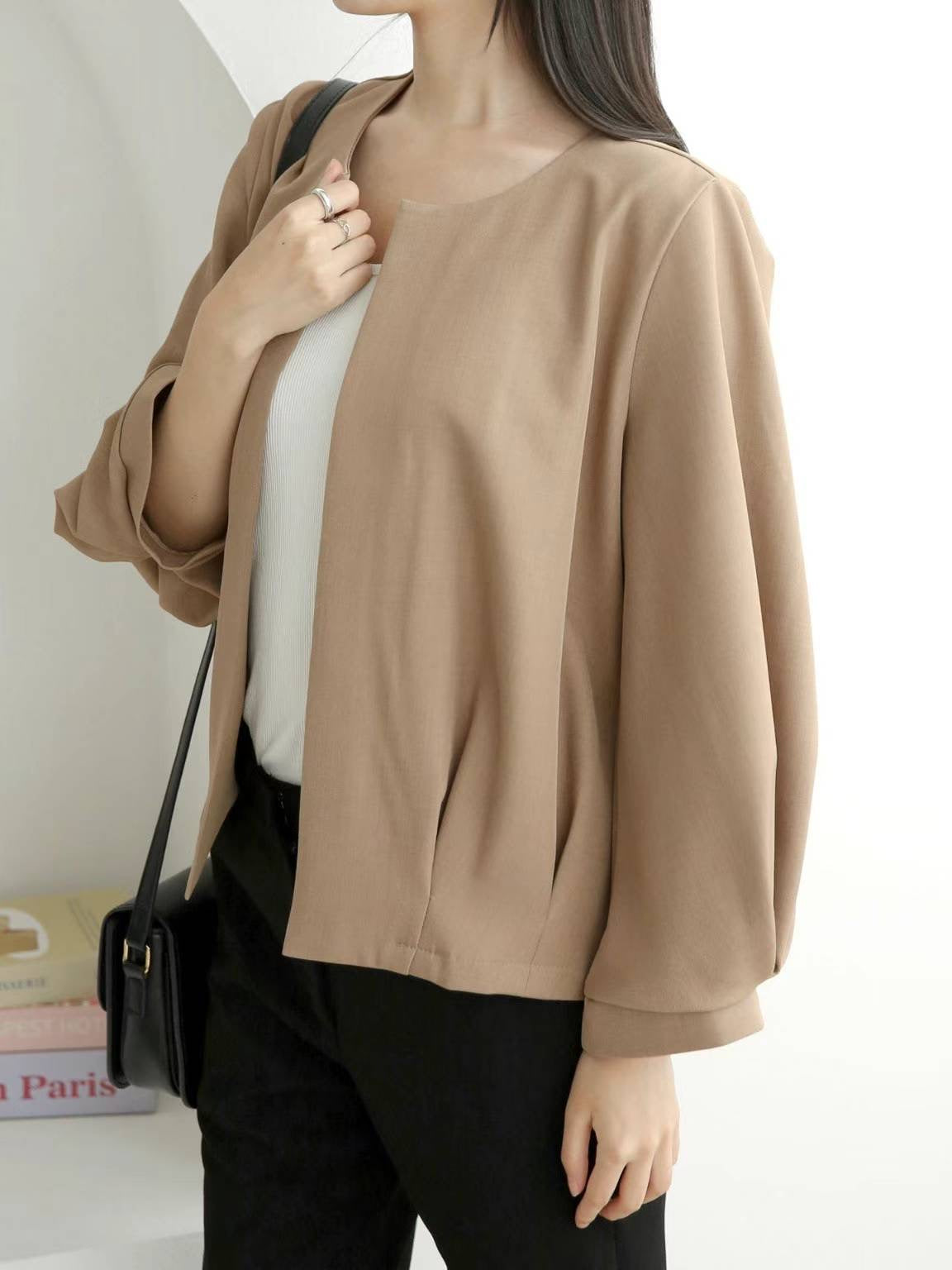 Round Collar Short Sleeve Jacket