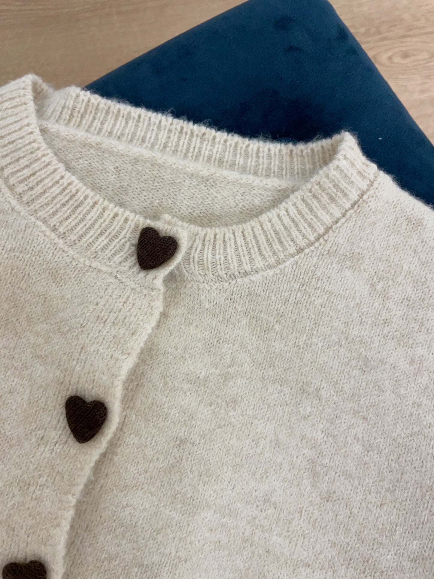 Knit Cardigan with Heart Button