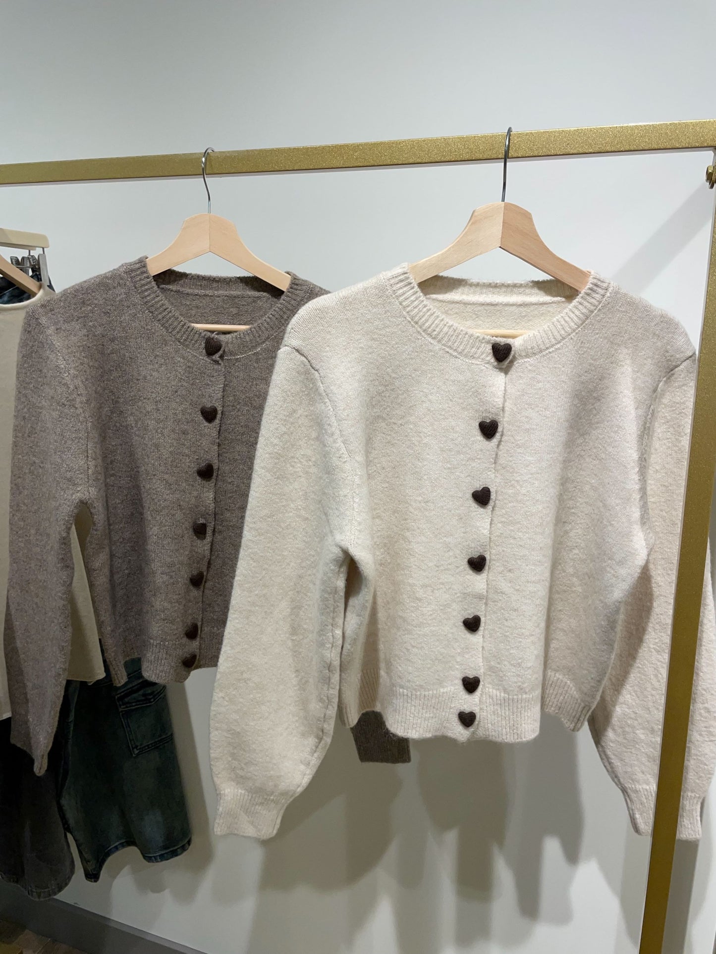 Knit Cardigan with Heart Button