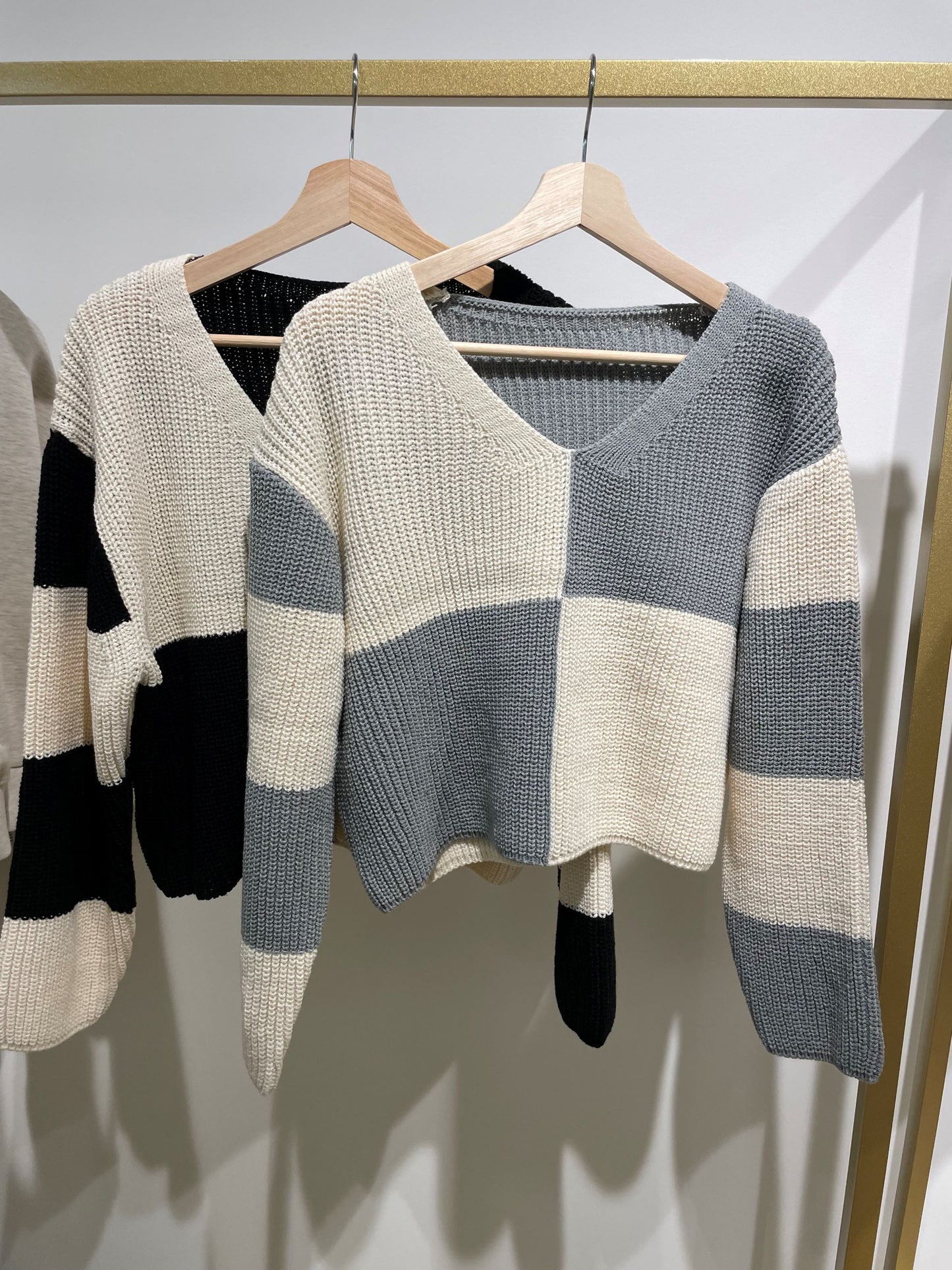 Checkered V Neck Sweater