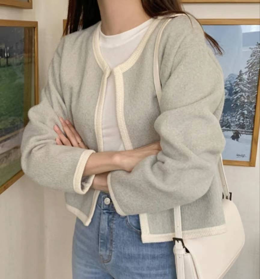 Bordered Knit Cardigan