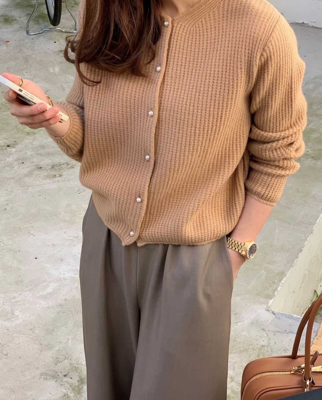 Wool Cashmere Mixed Button Sweater