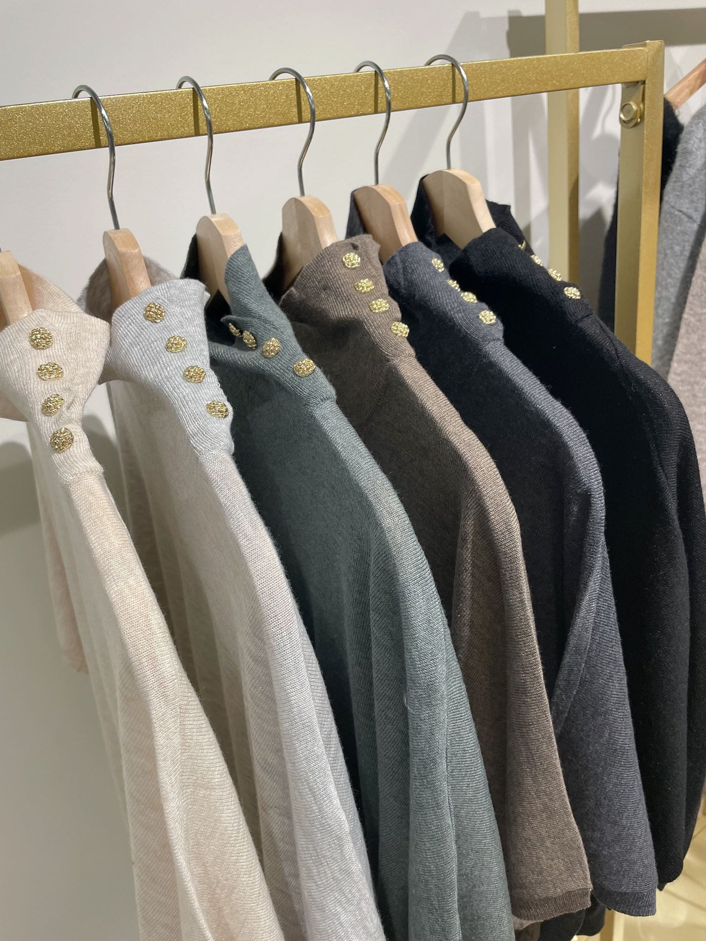 Buttoned Turtle Neck Short Sleeve Sweater