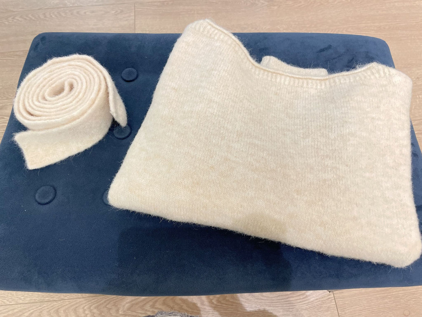 Boat Neck Knit Top with Scarf