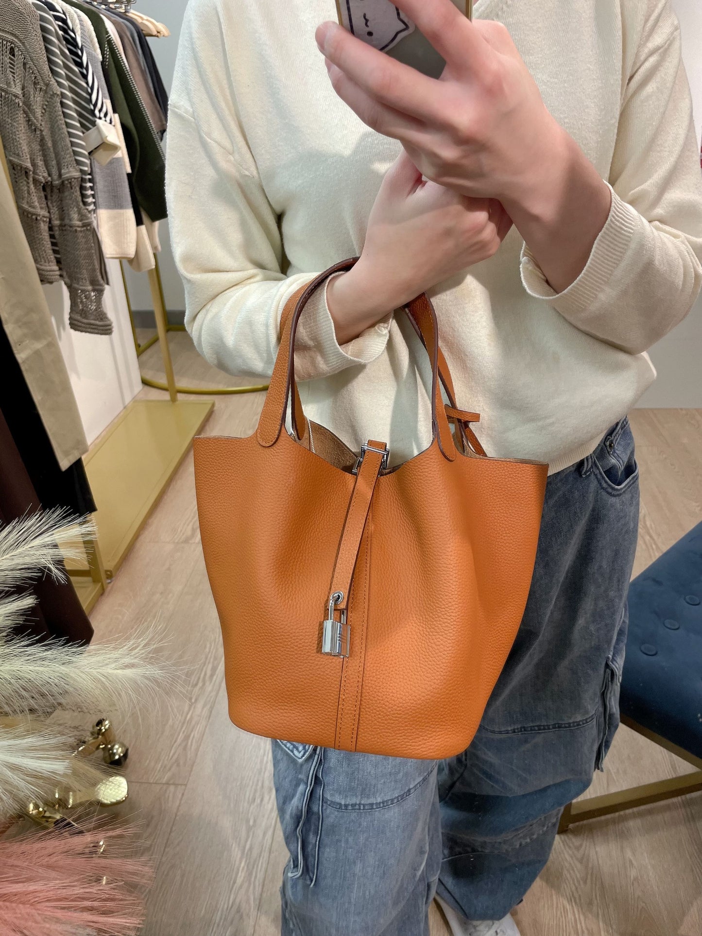 Leather Top Handle Bag