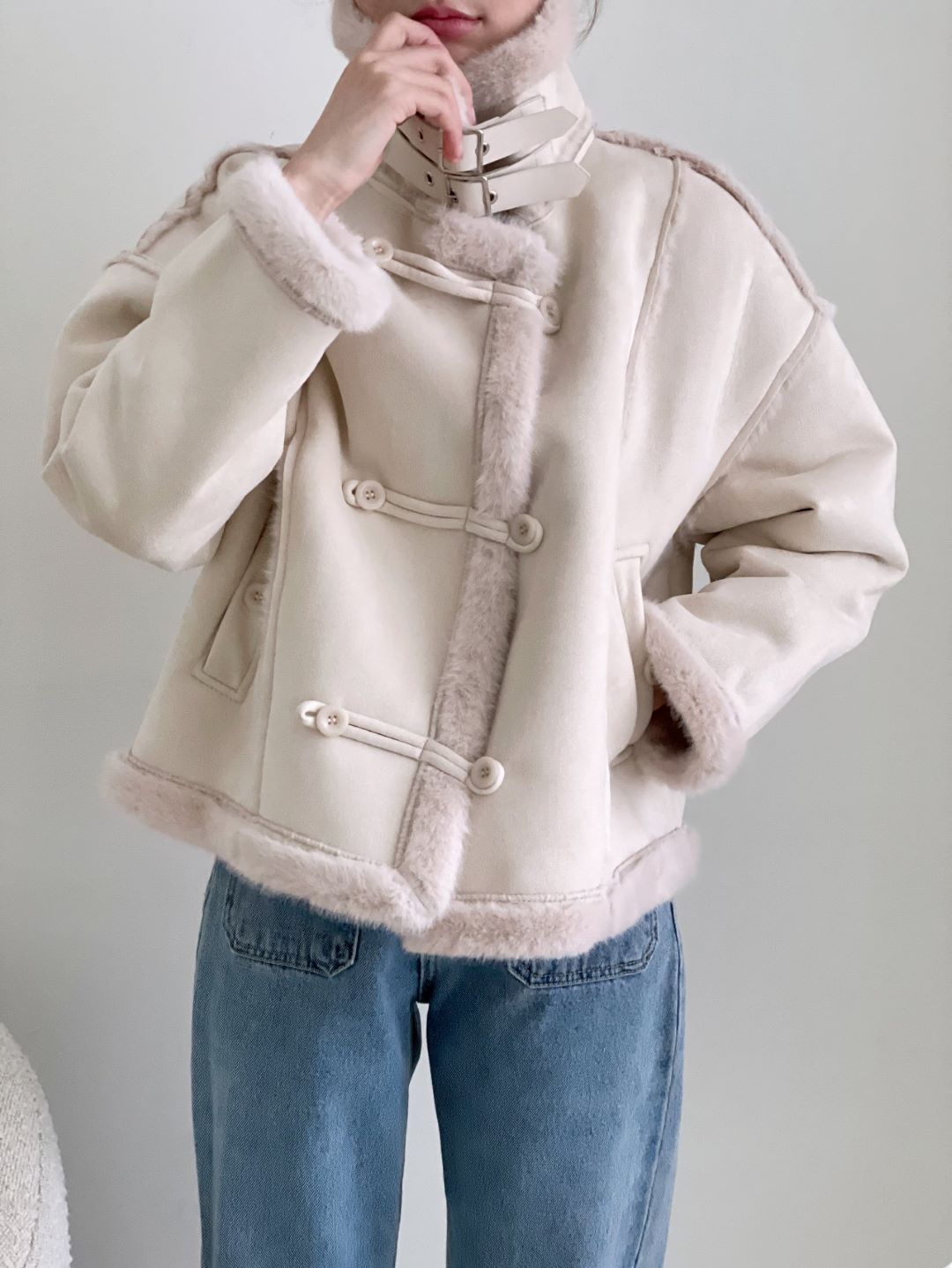 Faux Fur Buttoned Coat