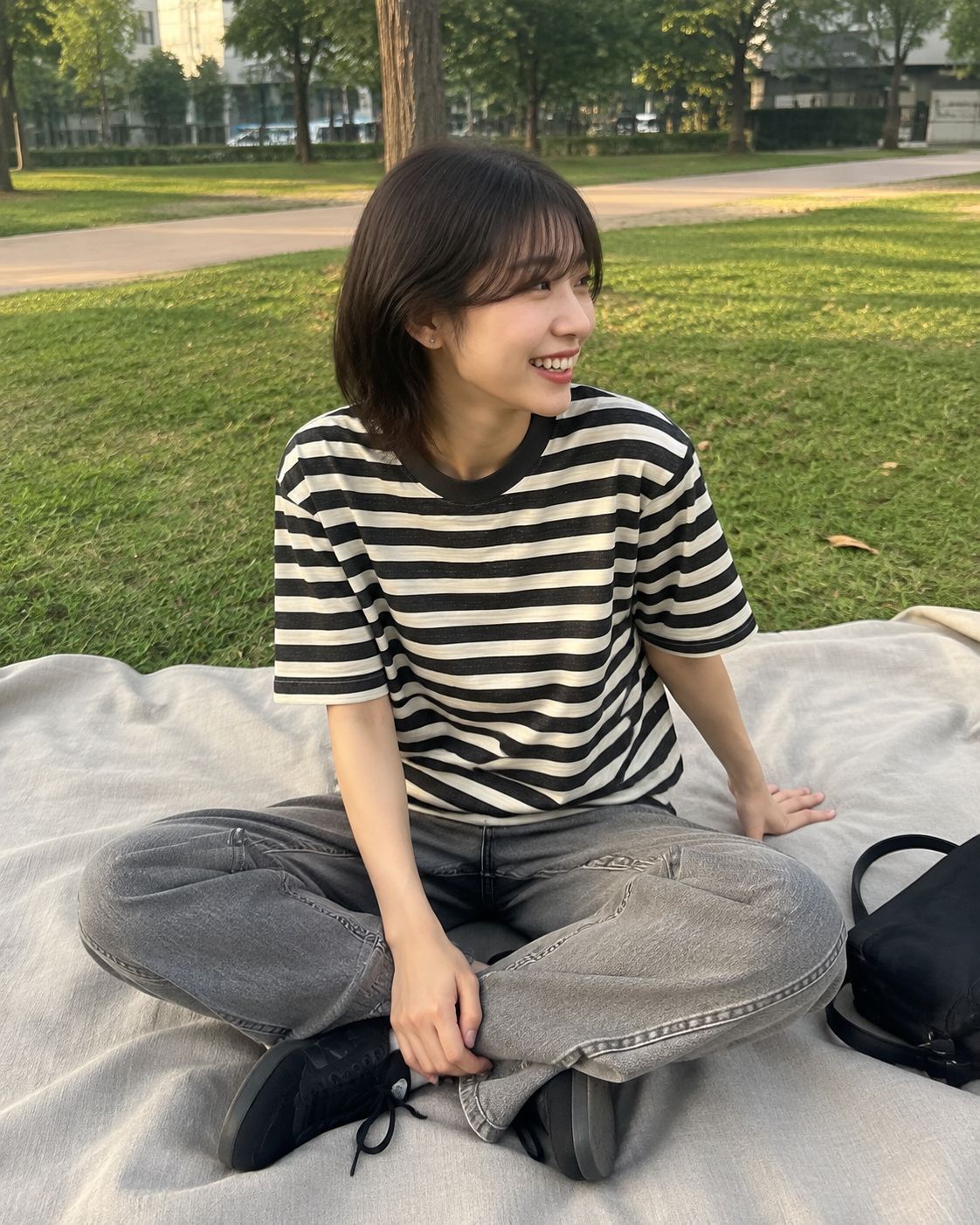 S Cotton Linen Striped Shirt