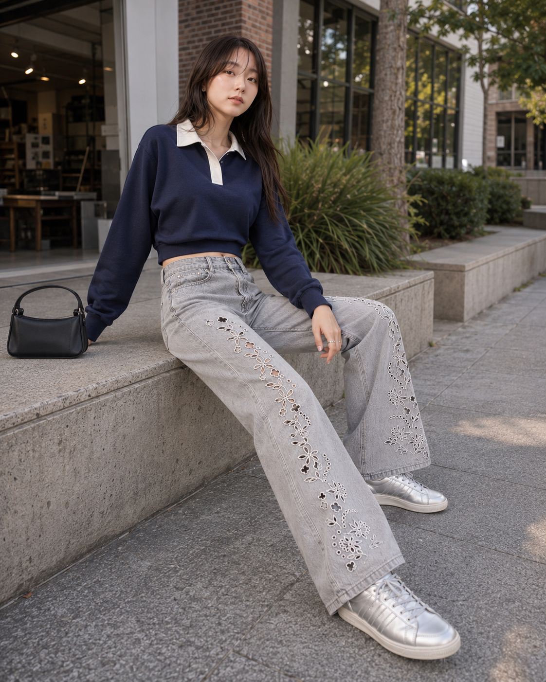 Flower Cut Denim 9286