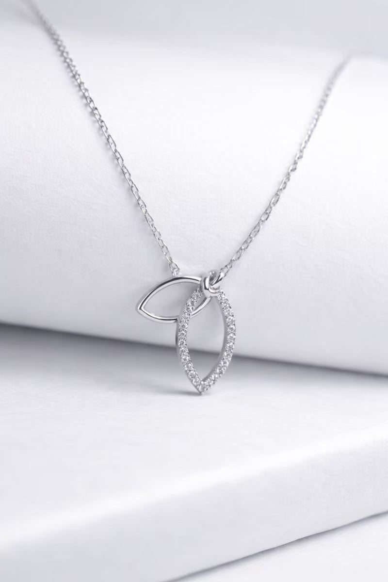 Sparkling Crystal Double Leaf Linked Necklace