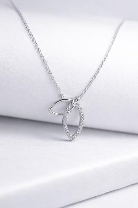 Sparkling Crystal Double Leaf Linked Necklace