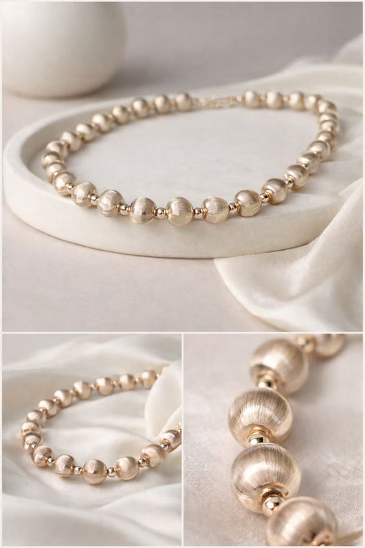 Sterling Silver Grooved Bead Toggle Bracelet