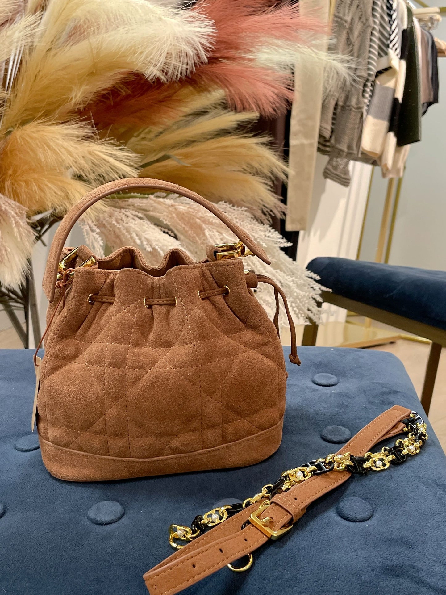 Suede Draw String Bag