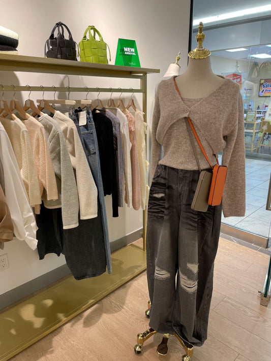 Cropped Knit Cardigan with Knit Tank top Set