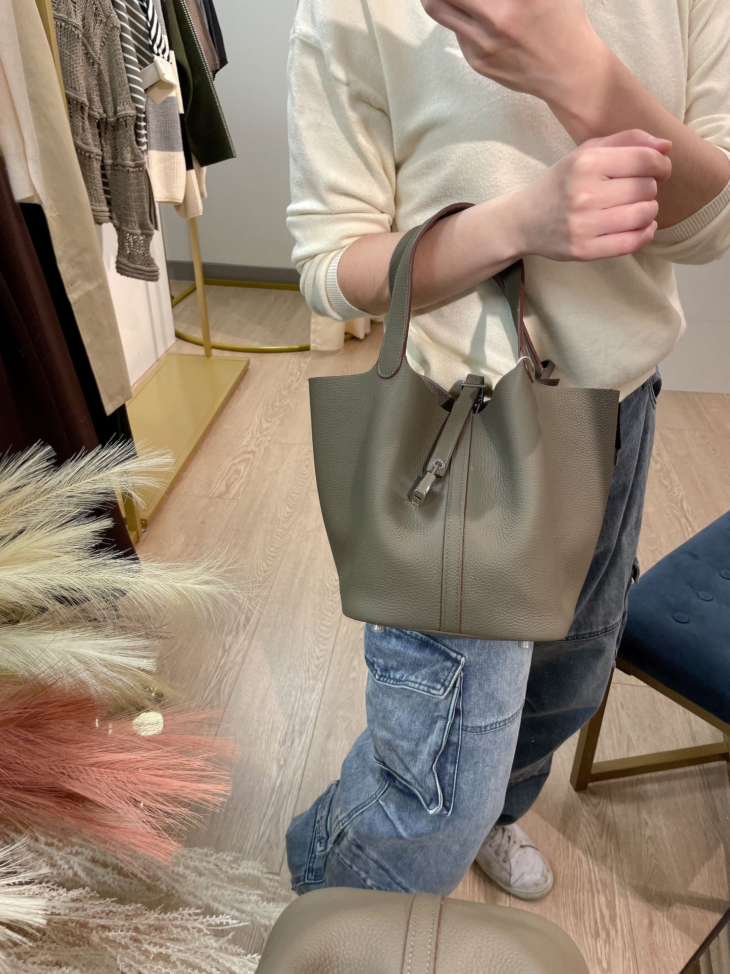 Leather Top Handle Bag