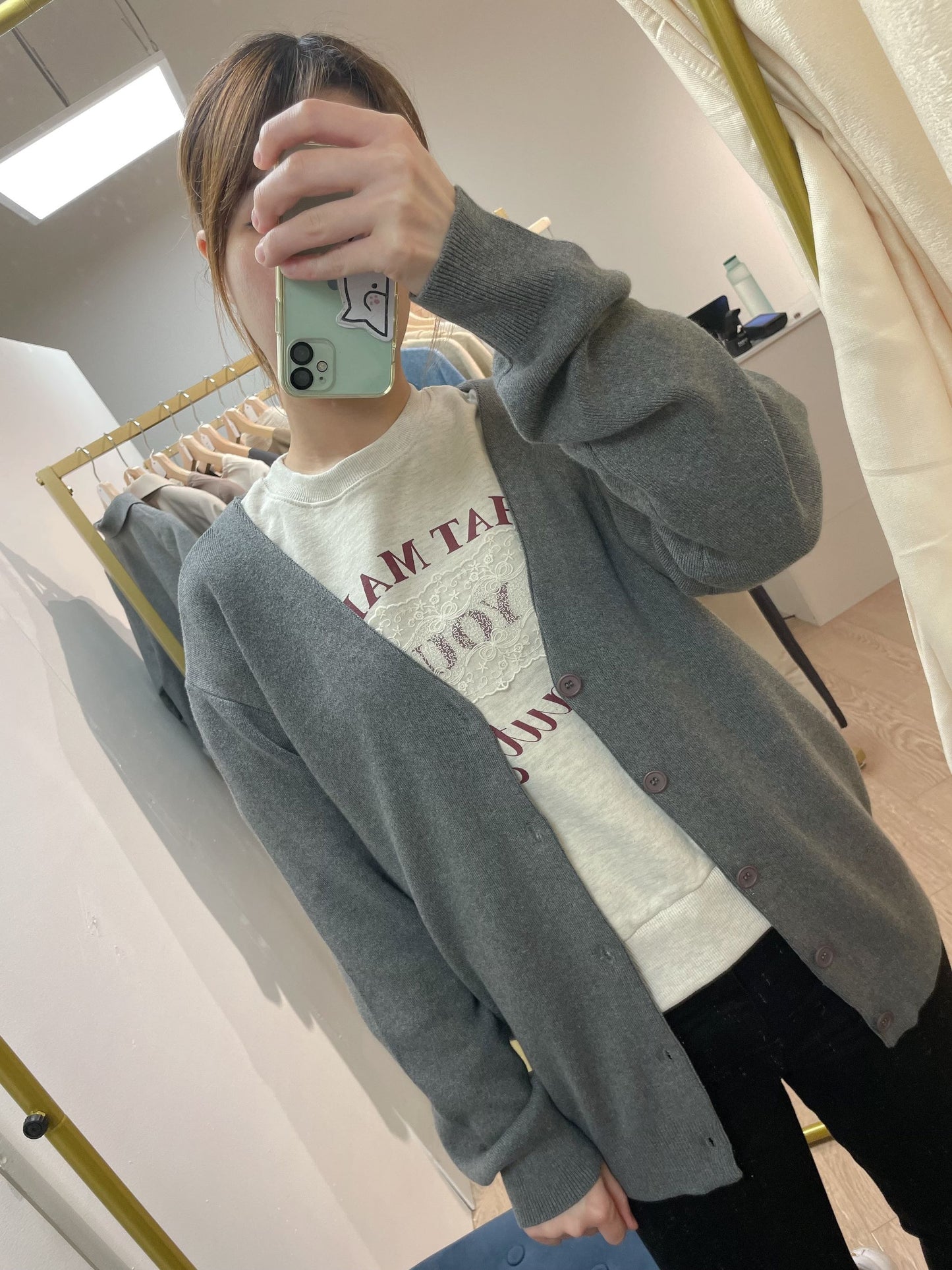 V Basic Buttoned Cardigan