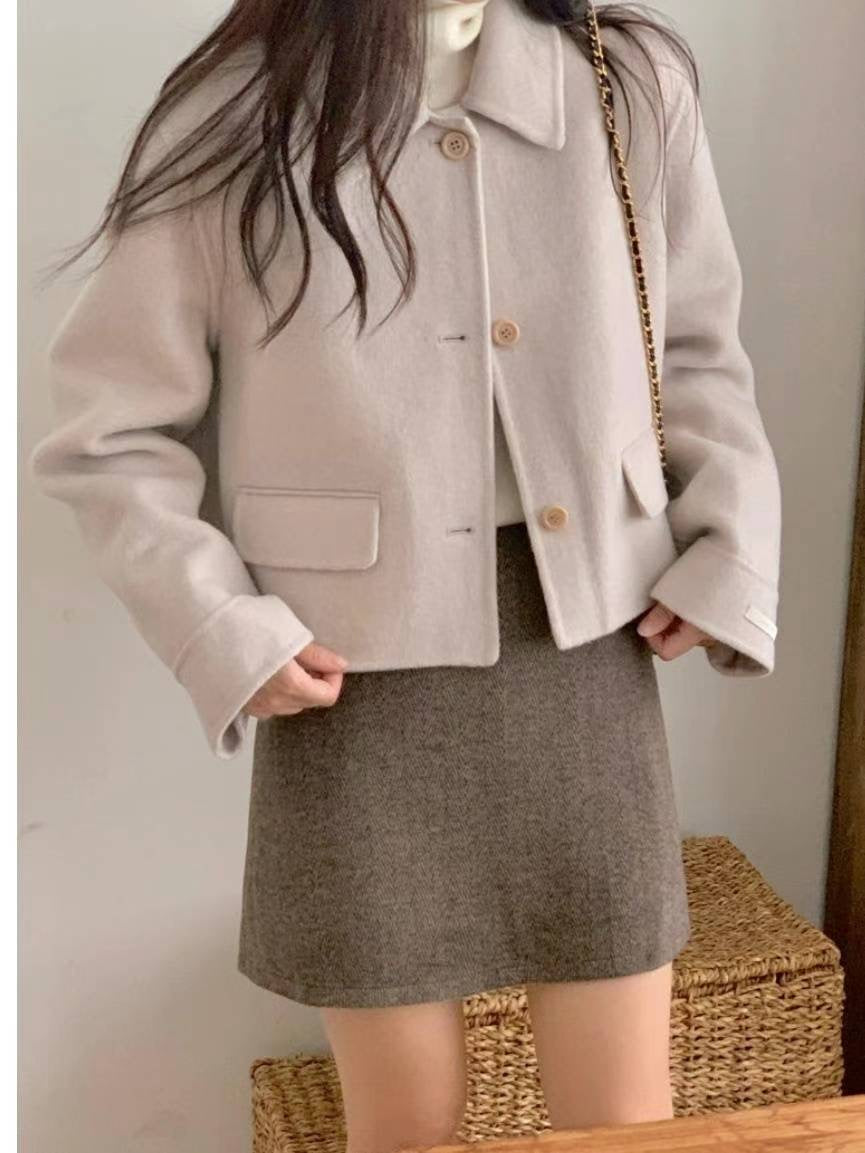 Faux Pocket Soft Knit Buttoned Coat