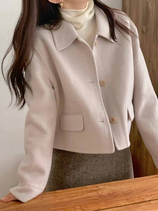 Faux Pocket Soft Knit Buttoned Coat
