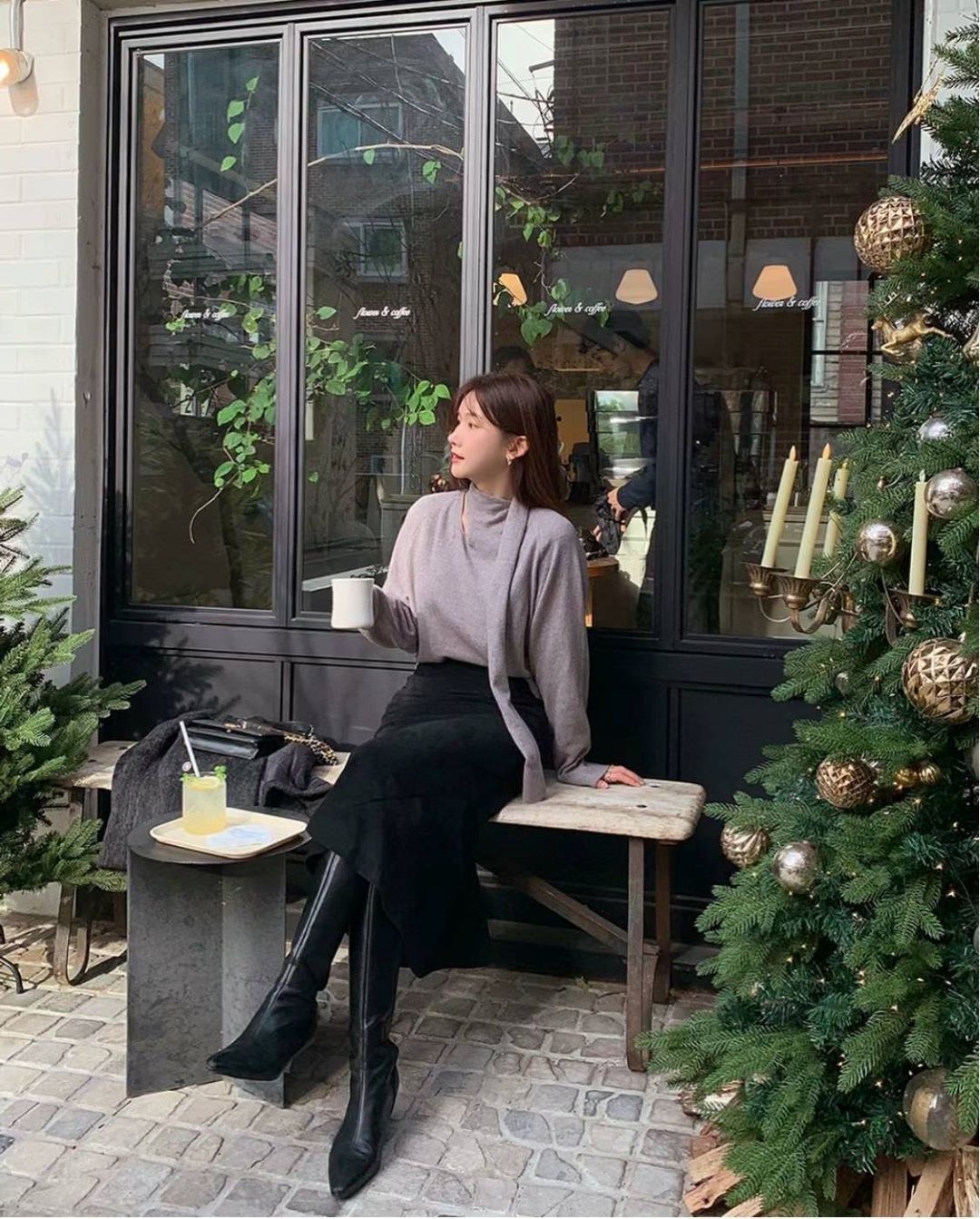 Cold Shoulder Knit Sweater with Scarf