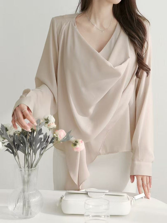 Drapy V Neck Blouse