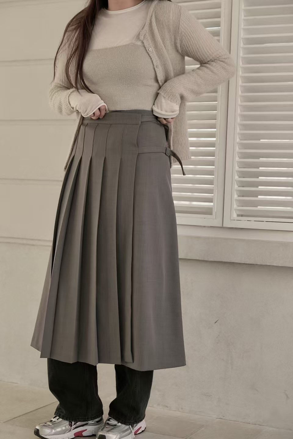 Pleated Wrap Skirt