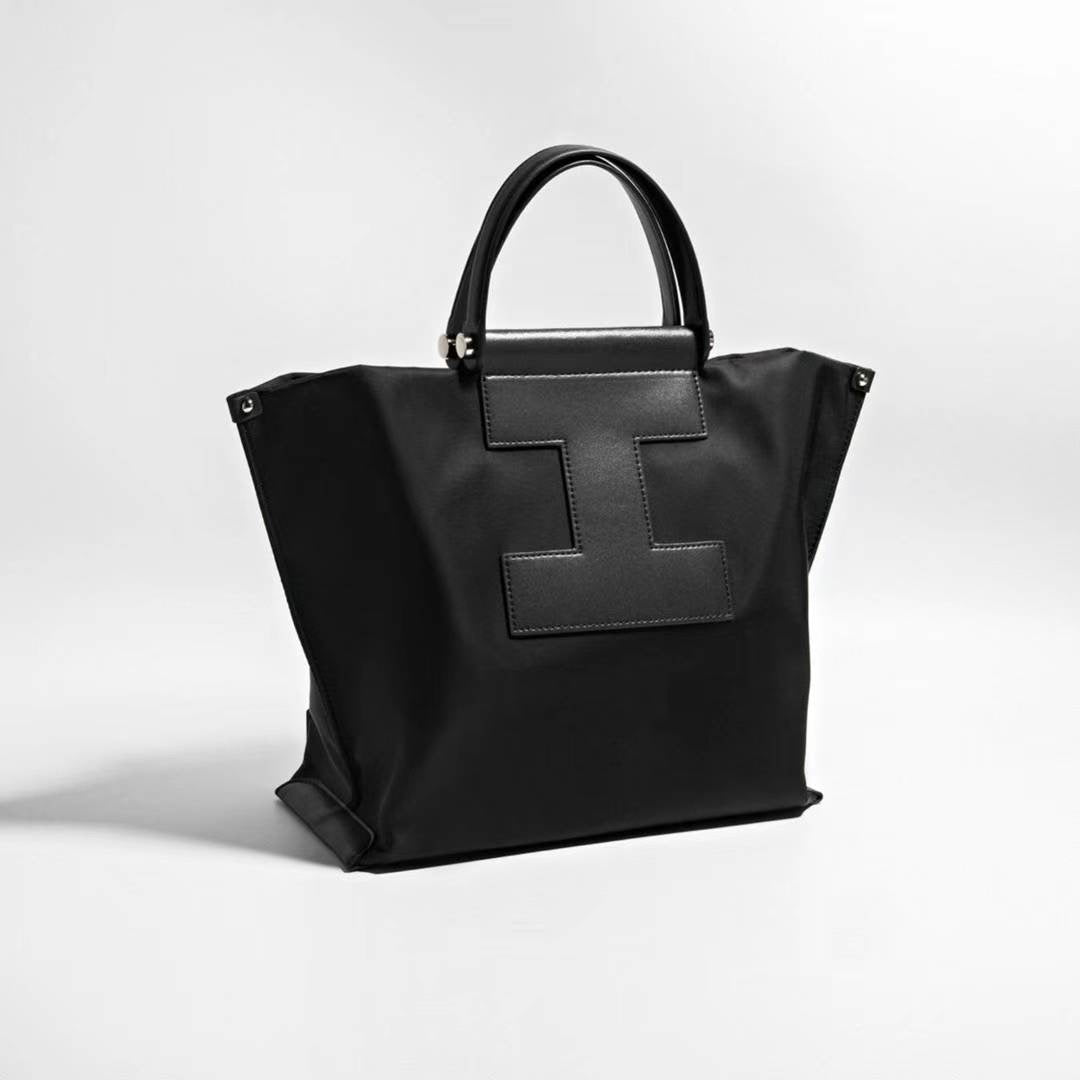 Leather Stitched Nylon Backpack