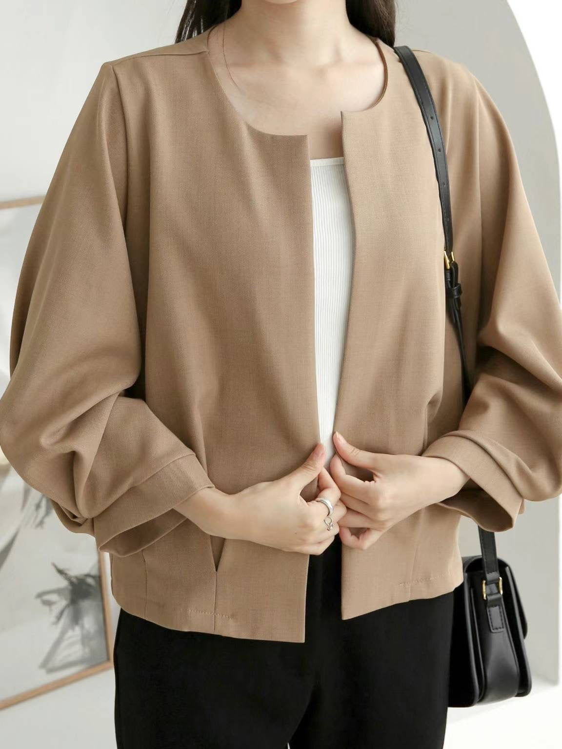 Round Collar Short Sleeve Jacket