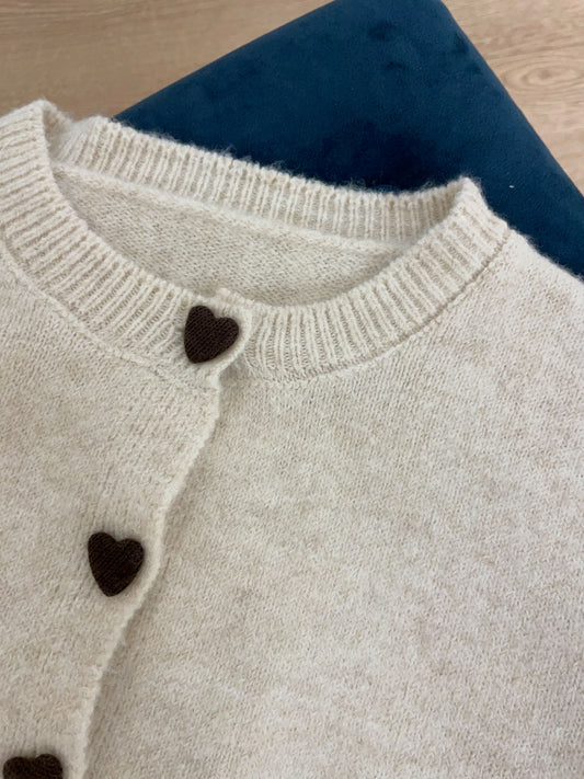 Knit Cardigan with Heart Button