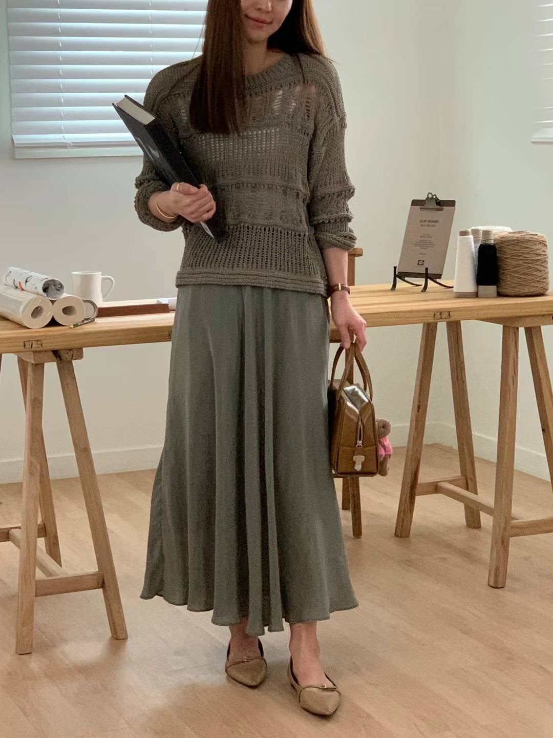 Long Sleeve Open Knit Top