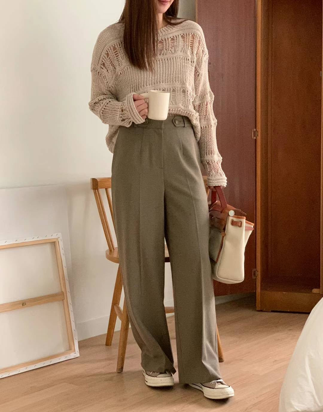 Long Sleeve Open Knit Top