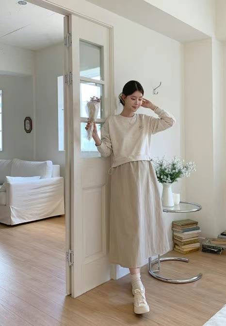 Sweatshirt Skirt One Piece Dress
