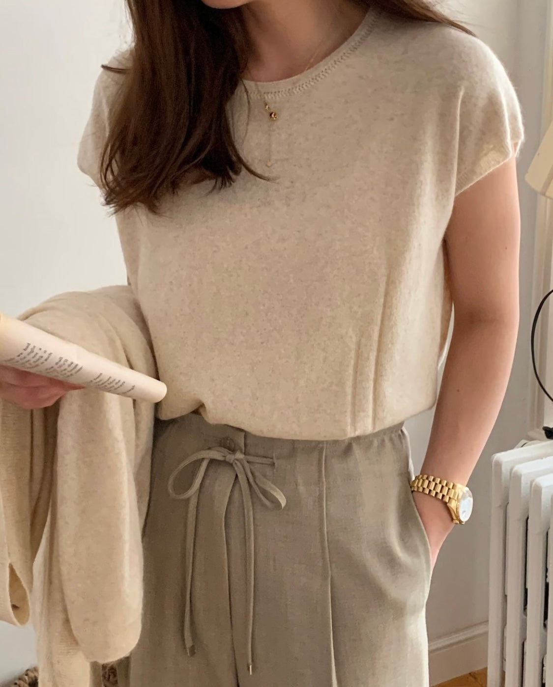 Wool Cashmere Mixed Sweater Top