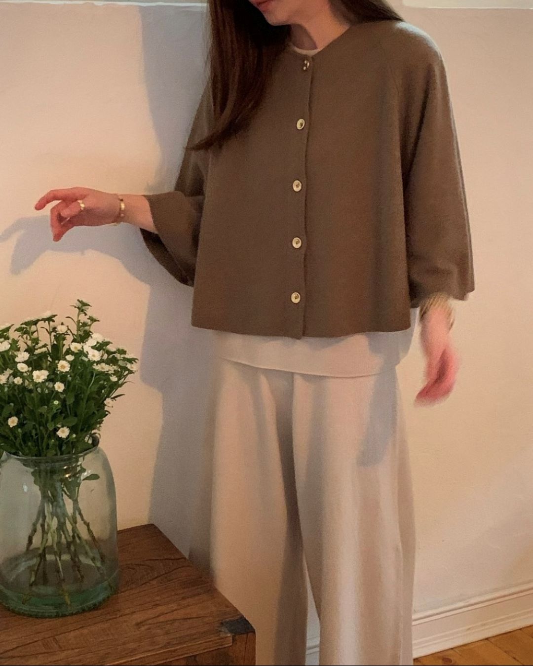 Wool Cashmere Mixed Button Shawl