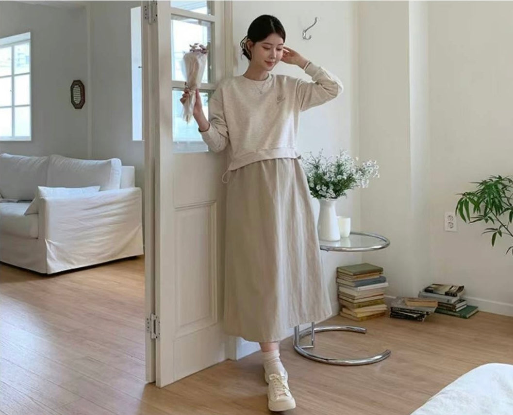 Sweatshirt Skirt One Piece Dress