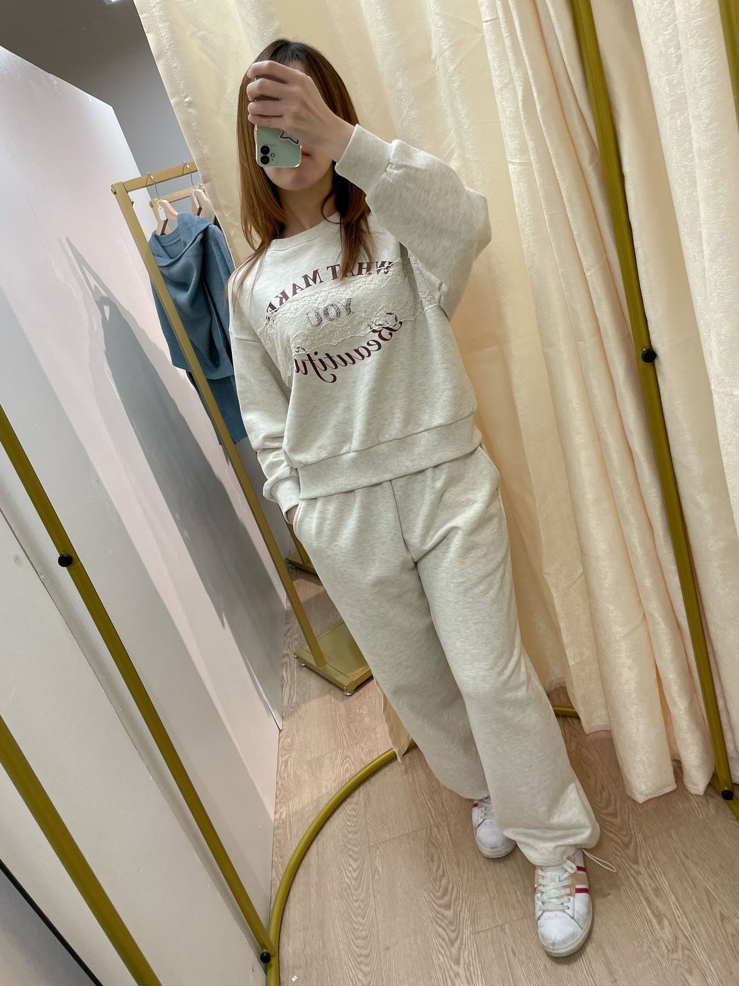 Crewneck Laced Sweatshirt Set - Sweatpant