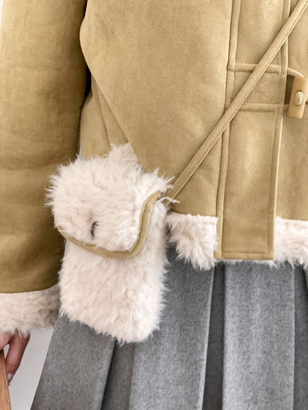 Faux Fur Toggle Coat Set