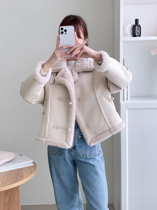 Faux Fur Buttoned Coat