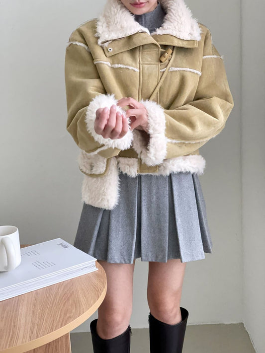 Faux Fur Toggle Coat Set