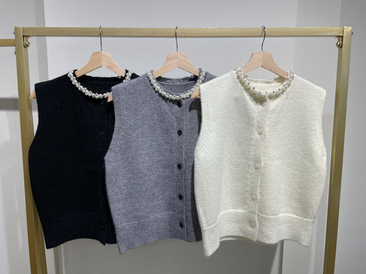 Pearl Wool Knit Vest