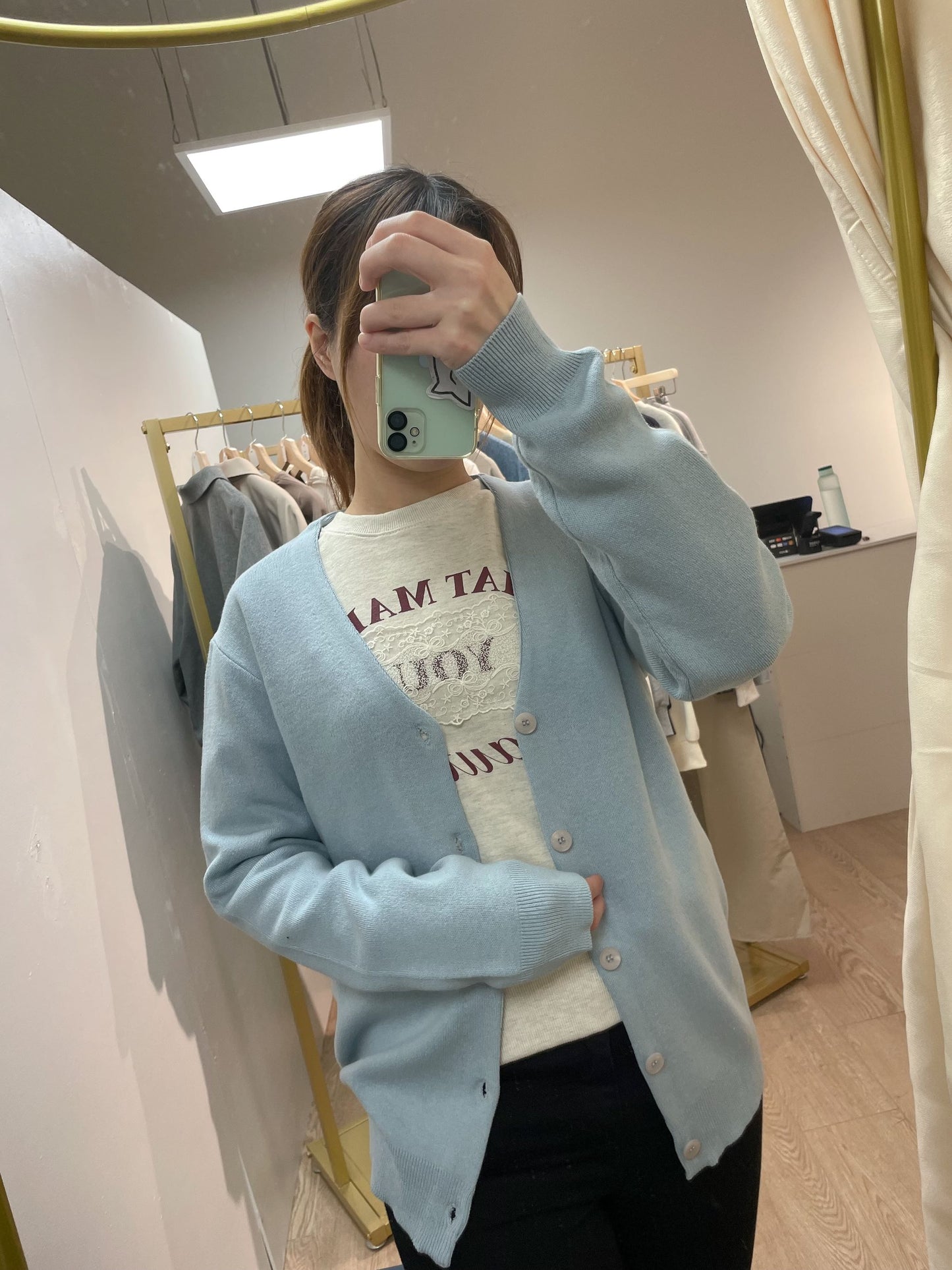 V Basic Buttoned Cardigan