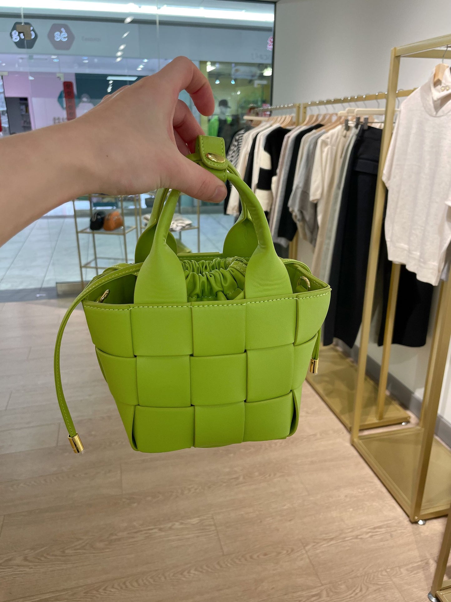 Woven Basket Top Handle Bag