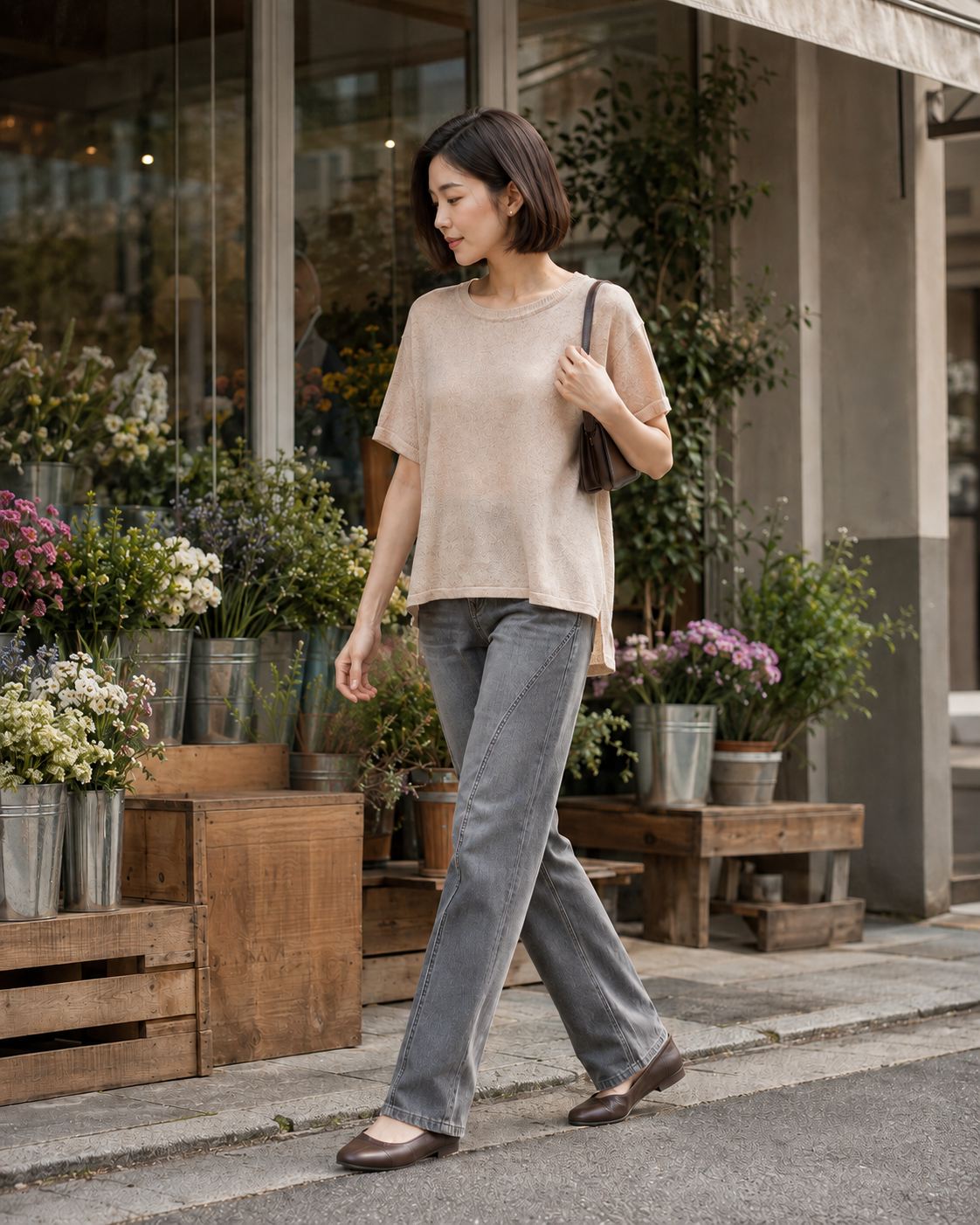 J&M Cotton Linen Crew Neck