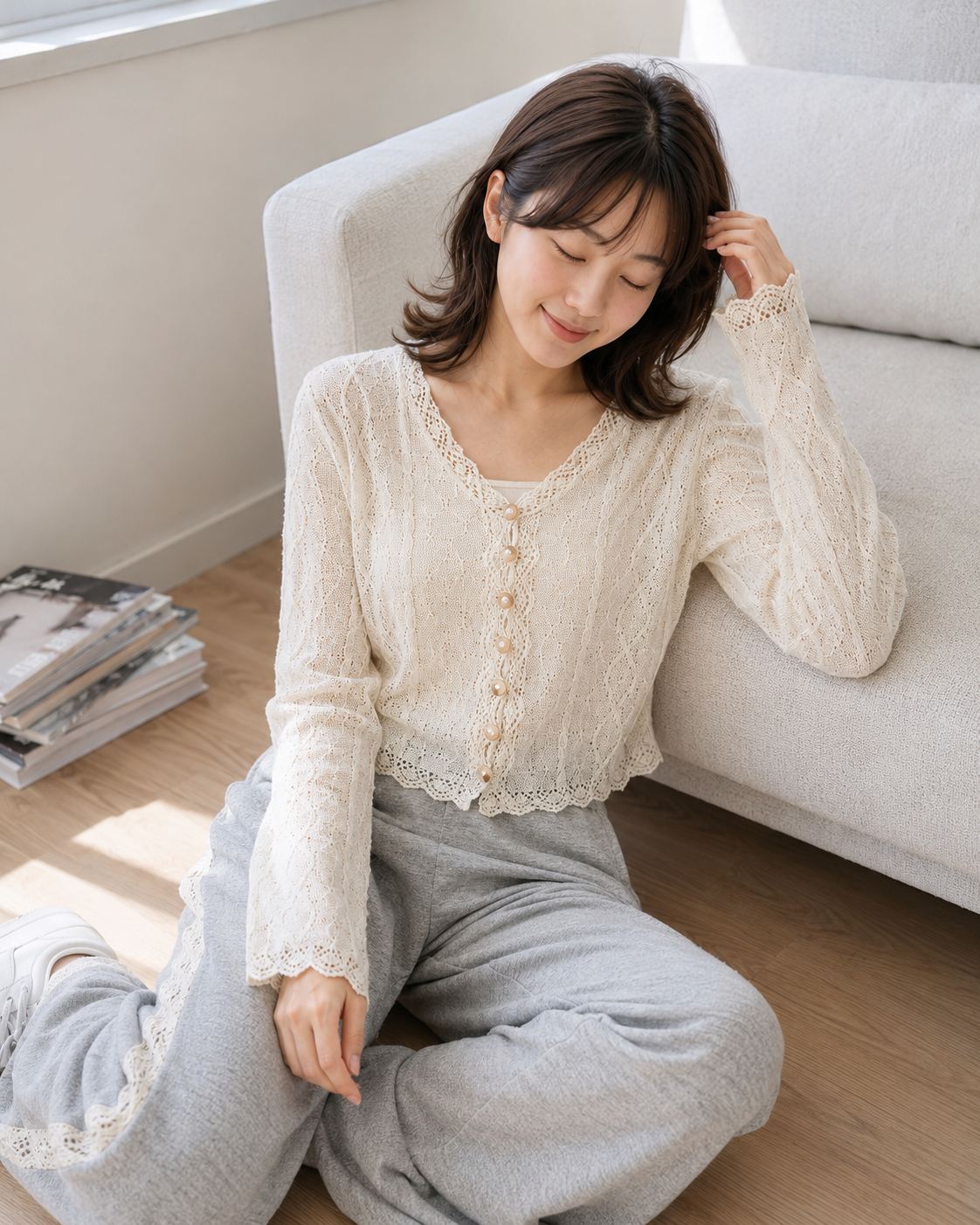 Cotton Linen Knit Cardi