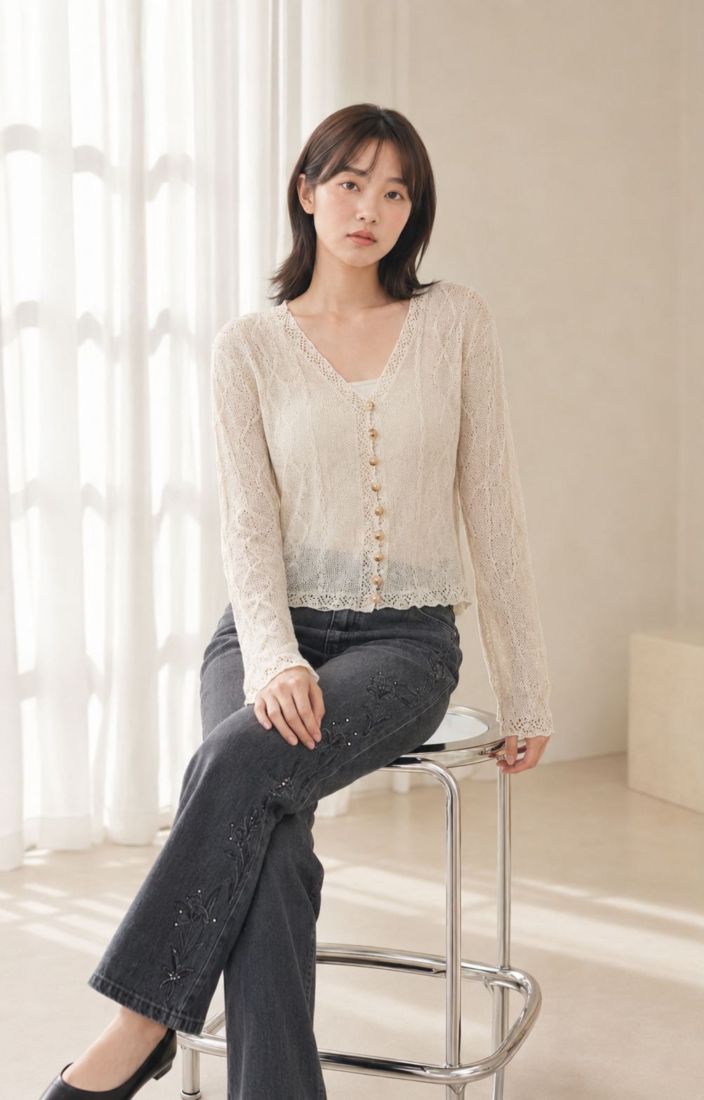 Cotton Linen Knit Cardi